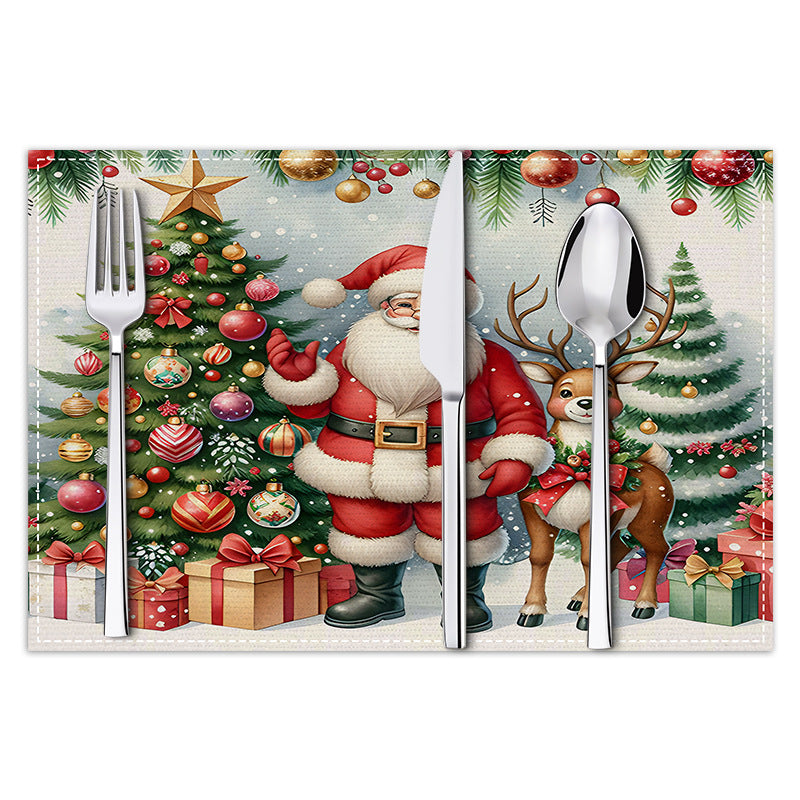 Christmas decoration placemat holiday kitchen table decoration insulation pad printed tablecloth pad