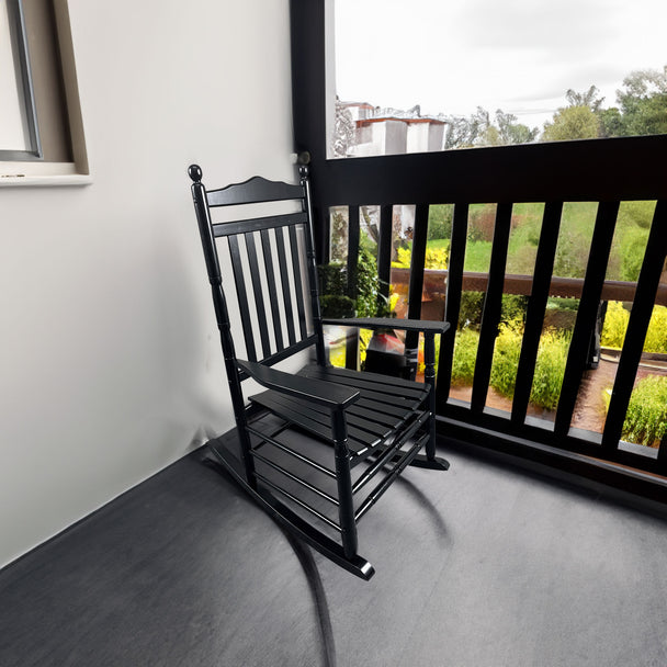 Rocking chair with arm rest, wood, black