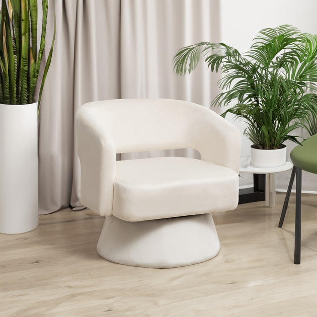 Swivel Barrel chair - white 