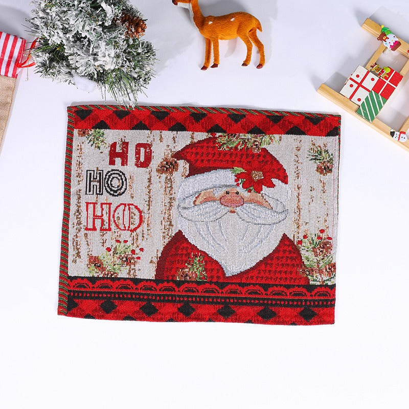 Knitted fabric Santa Claus snowman placemat cartoon figurine insulation pad tablecloth elderly tree placemat