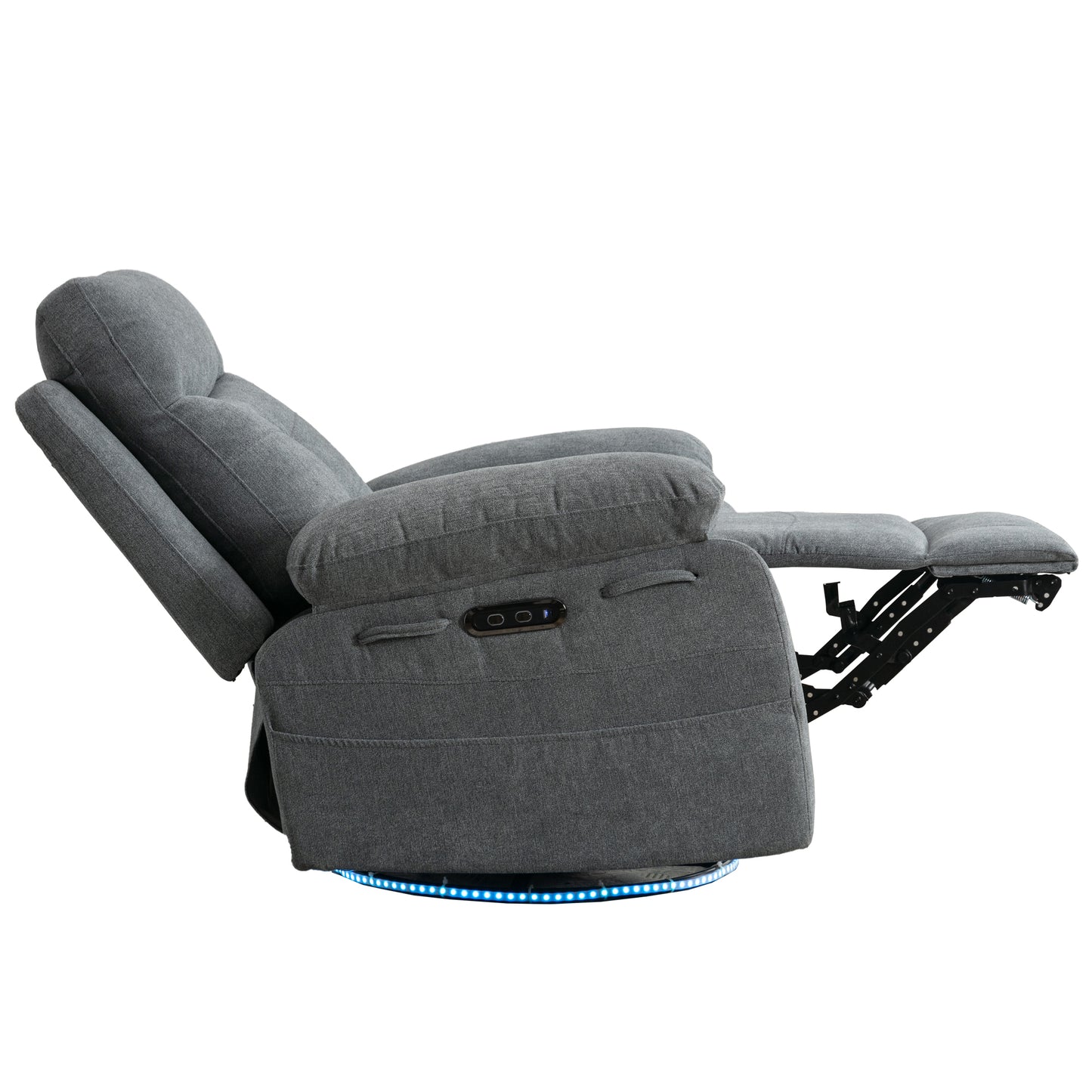 270 degree rotating electric recliner speaker with LED light, USB+C charging port, extendable foot pedal, adjustable backrest