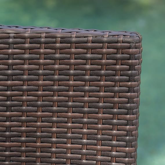 Outdoor Wicker Barstools Faux Rattan Patio Bar Stool Foldable Chair, 2-Pcs Set, Multibrown