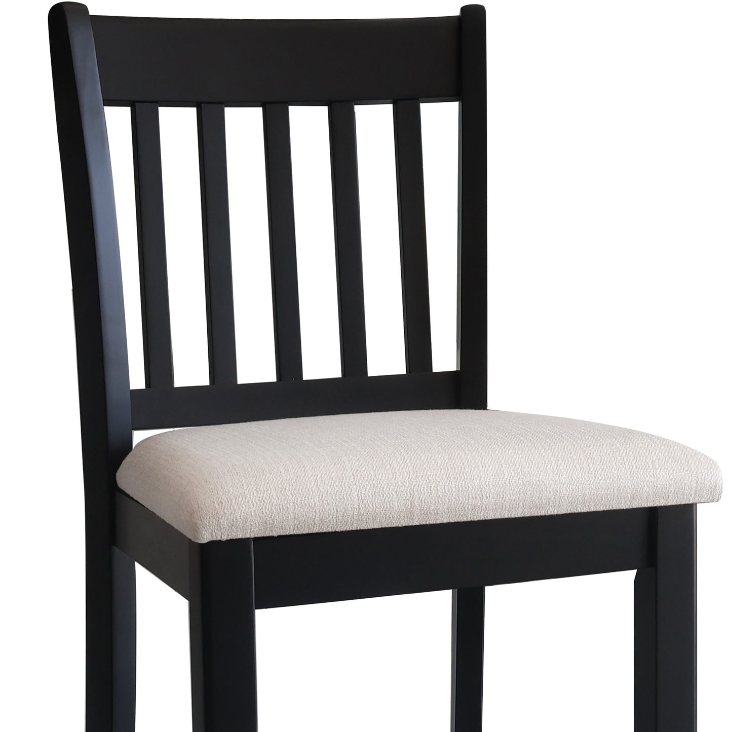 Casual Seating Black Finish Chairs Set of 2 Rubberwood Transitional Slatted Back Design Dining Room Furniture Counter Chairs