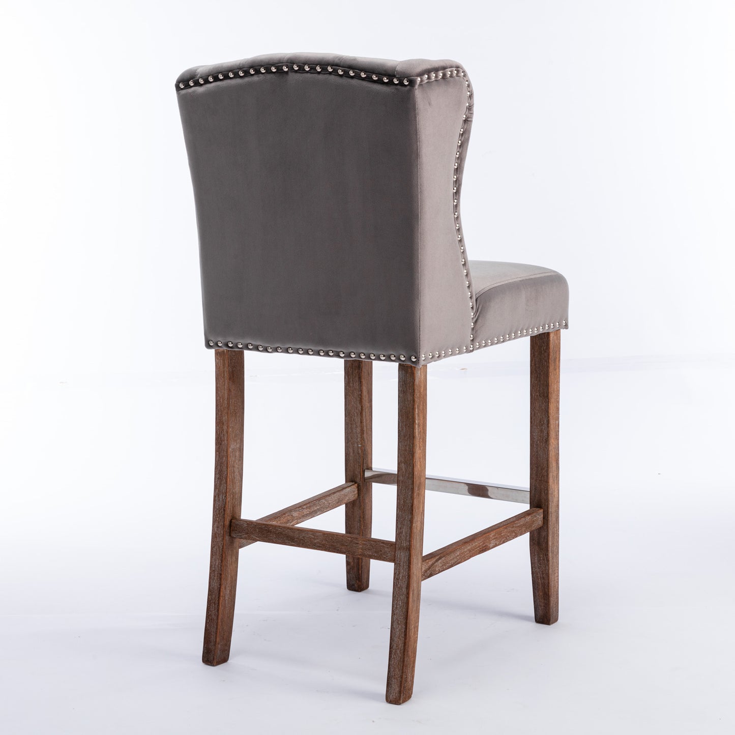 A&A Furniture Counter Height Bar Stools Upholstered 27" Seat Height Barstools Wingback Breakfast Chairs