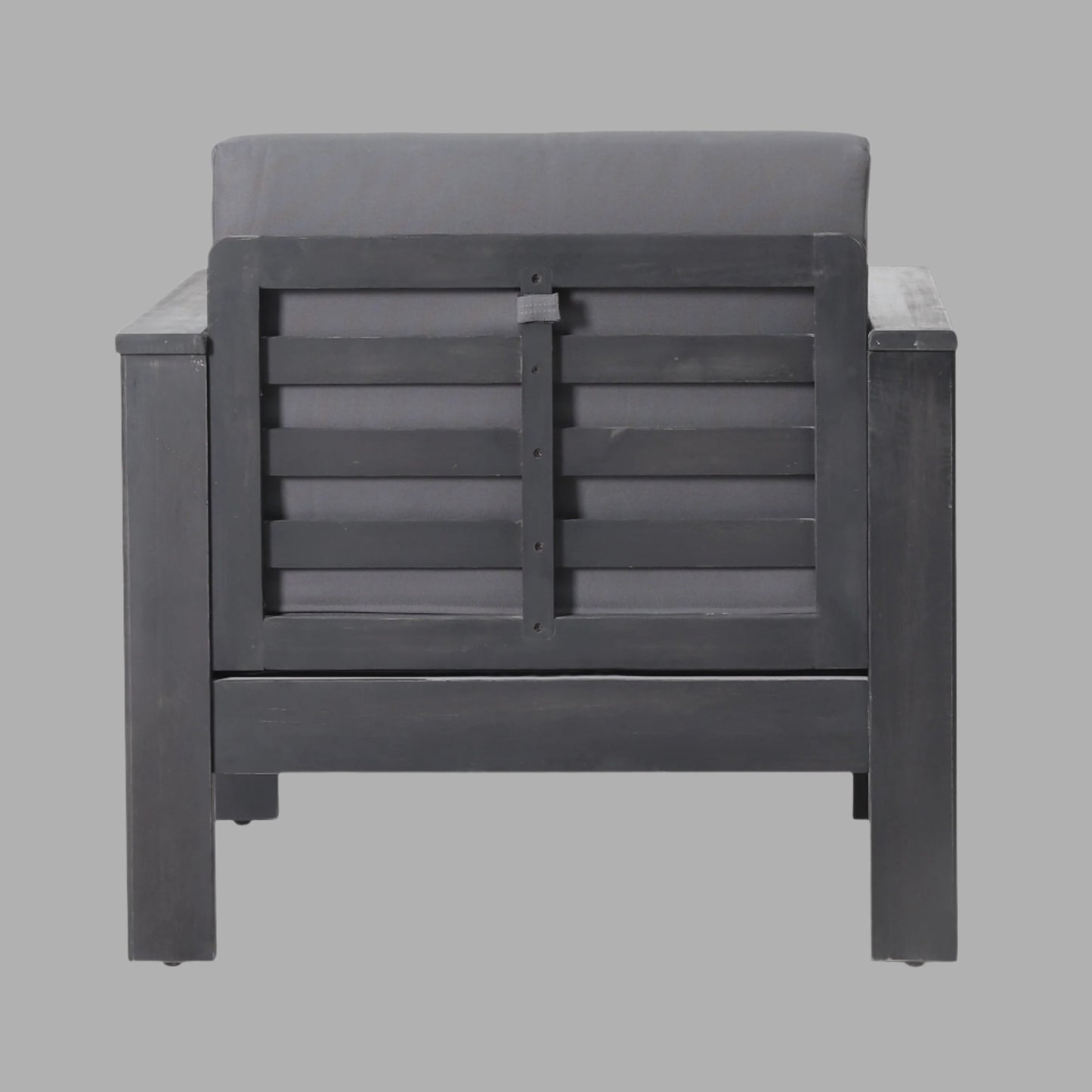 ( Set of 2) Outdoor Acacia Wood Club Chairs with Cushions, Dark Gray, 27.75"D x 32"W x 27.75"H