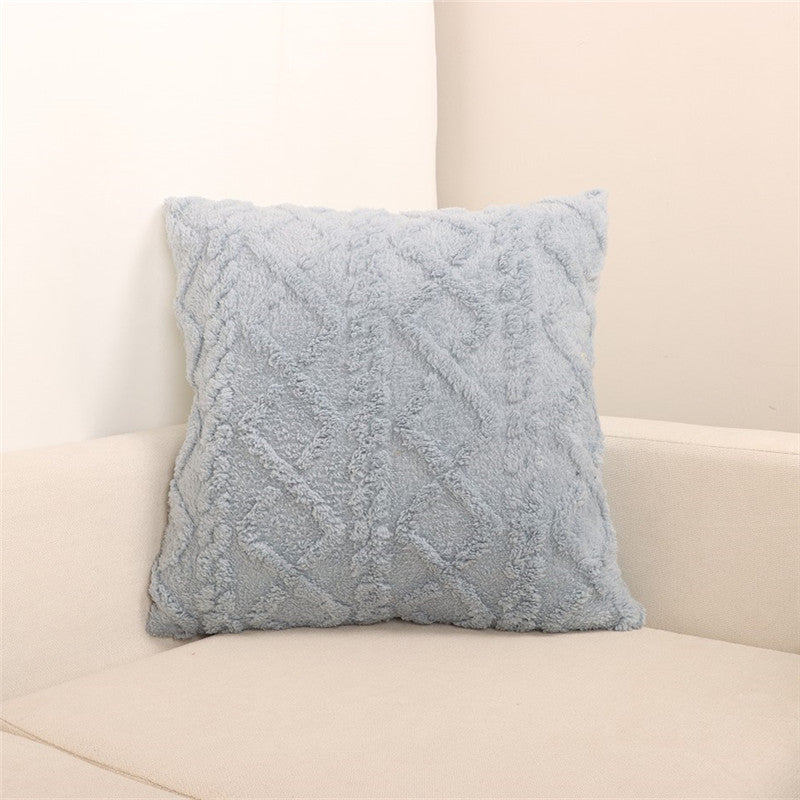 Modern Simple Plush Pillowcase Office Sofa Plain Jacquard Super Soft Flannel Back Cover Large Pillowcase