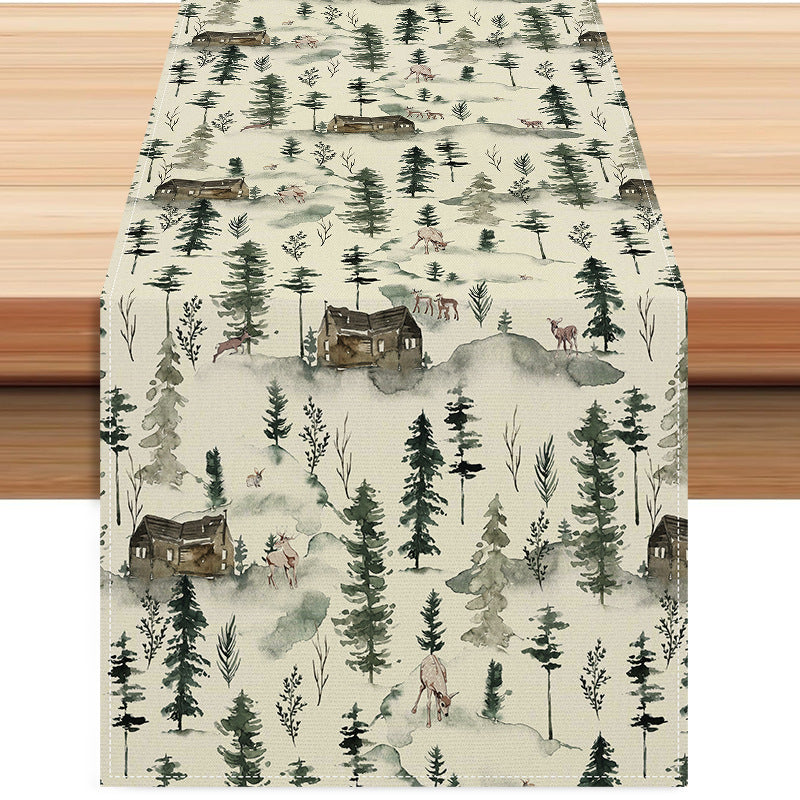 Christmas table flag holiday table decoration tablecloth pad printed reindeer tablecloth tea flag