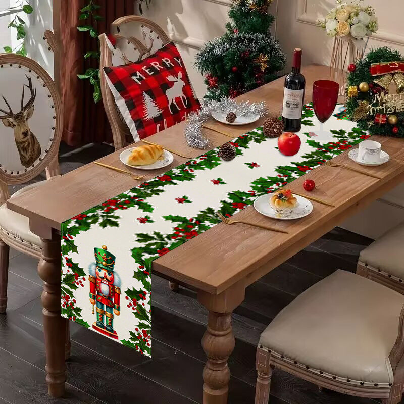 Christmas linen table flag walnut clip printed tablecloth holiday table decoration tablecloth tea flag pad