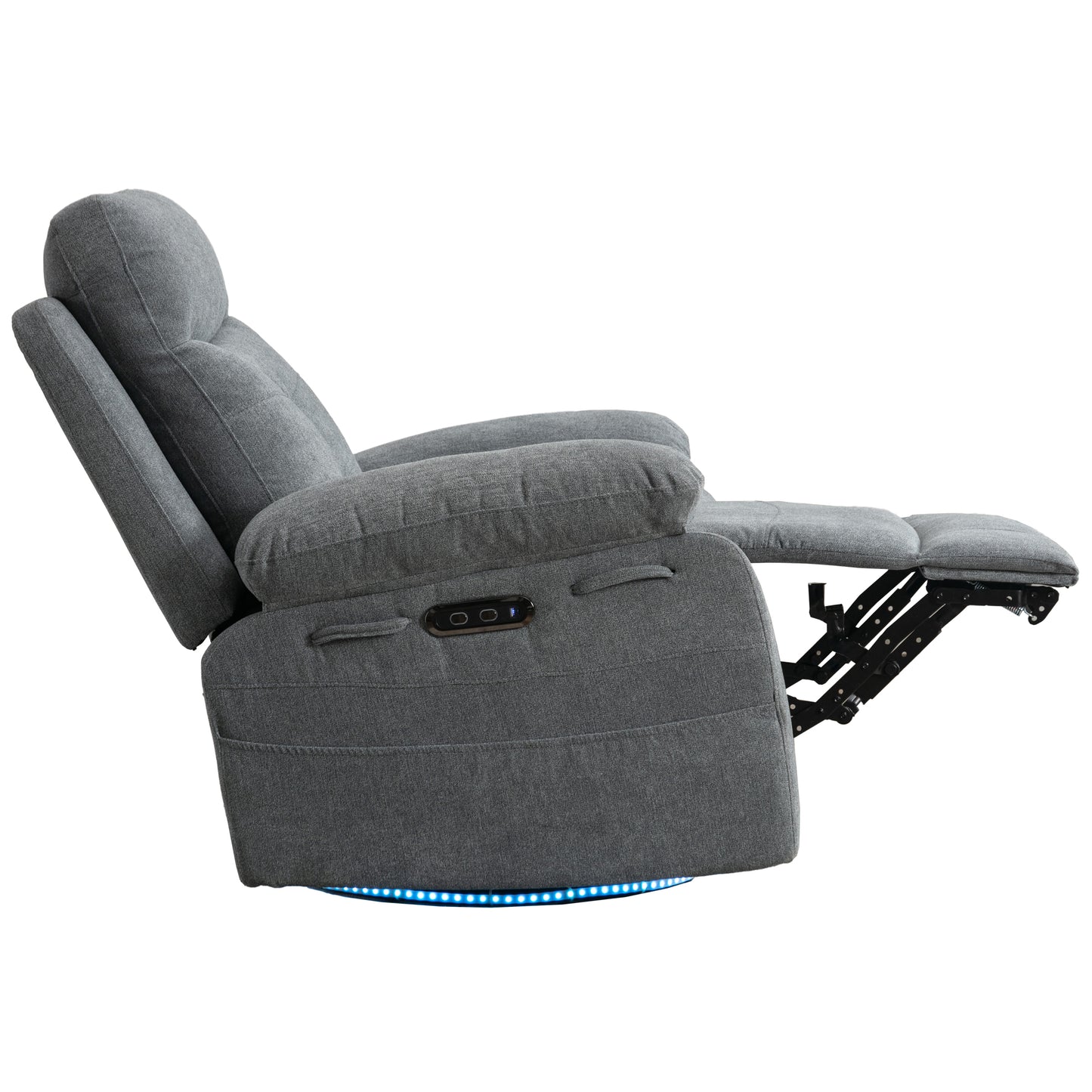 270 degree rotating electric recliner speaker with LED light, USB+C charging port, extendable foot pedal, adjustable backrest