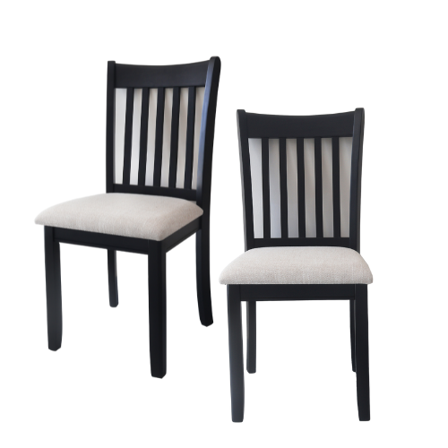 Upholstered Seating Comfortable Black Dining Chairs Set Of 2 For Farmhouse Kitchen