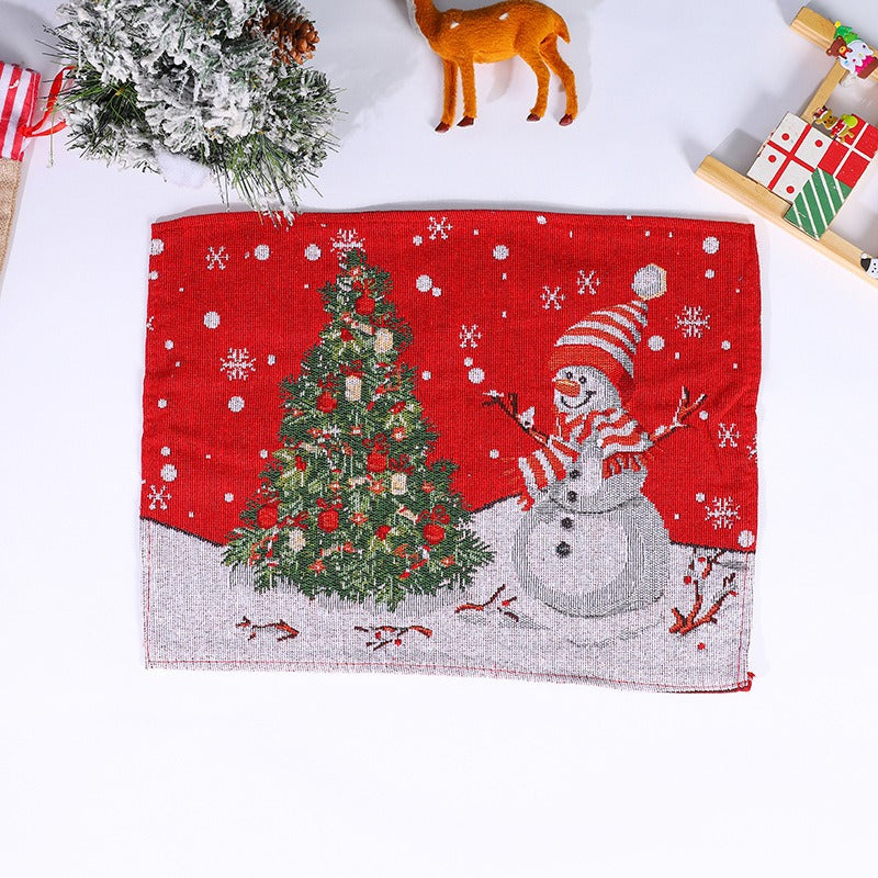 Knitted fabric Santa Claus snowman placemat cartoon figurine insulation pad tablecloth elderly tree placemat