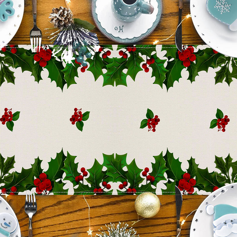 Christmas linen table flag walnut clip printed tablecloth holiday table decoration tablecloth tea flag pad