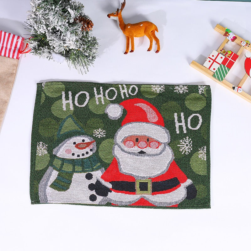 Knitted fabric Santa Claus snowman placemat cartoon figurine insulation pad tablecloth elderly tree placemat