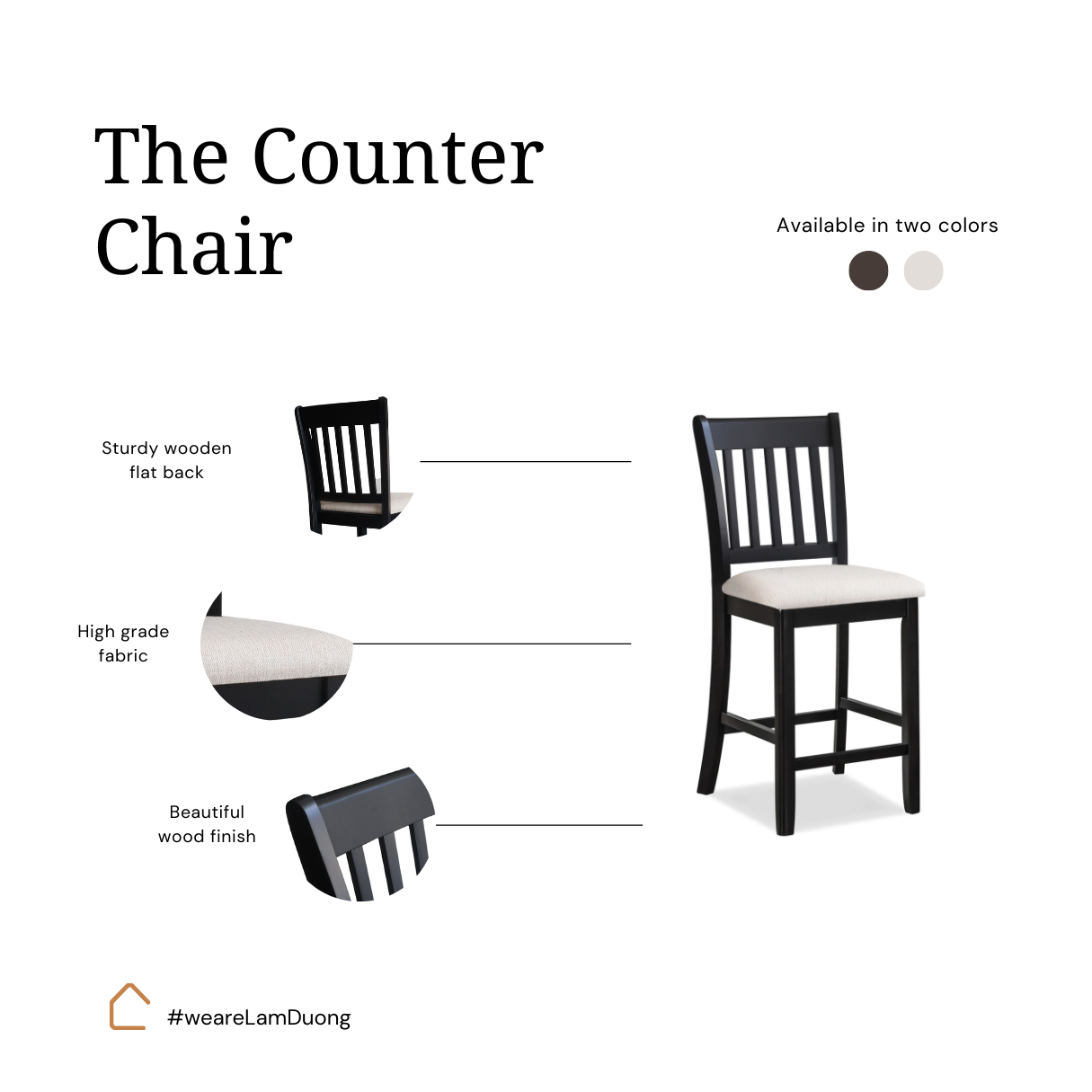 The counter chair, black or white