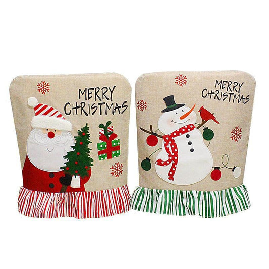 Christmas chair back covers, Cartoon Santa or Cartoon Snowman 