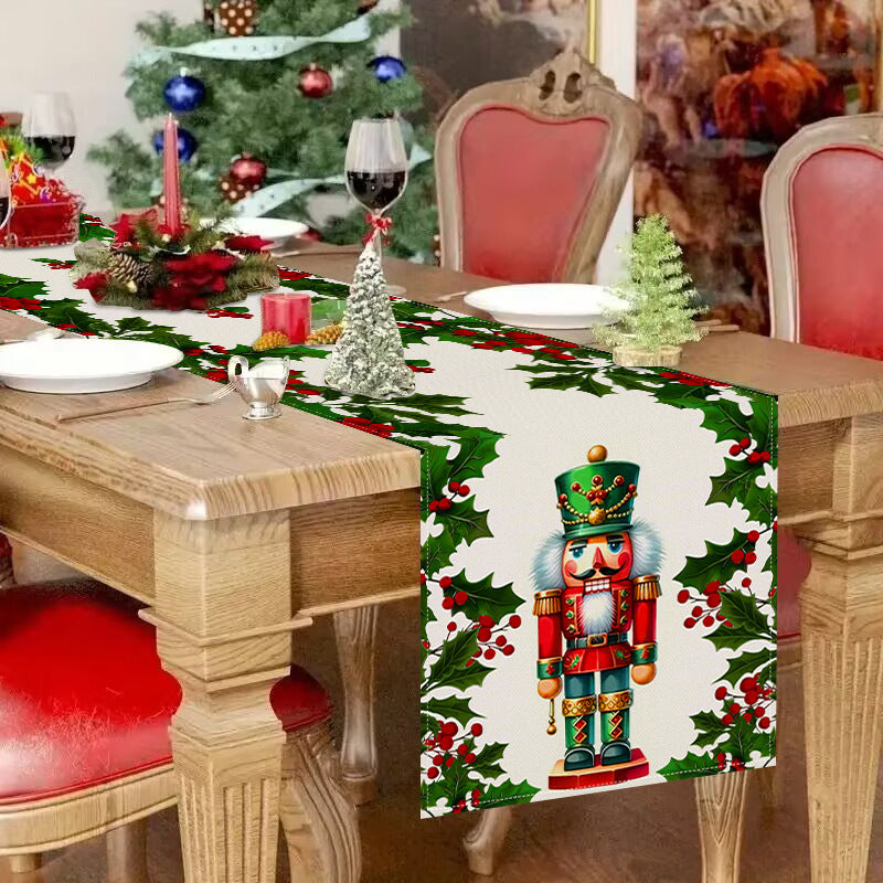 Christmas linen table flag walnut clip printed tablecloth holiday table decoration tablecloth tea flag pad