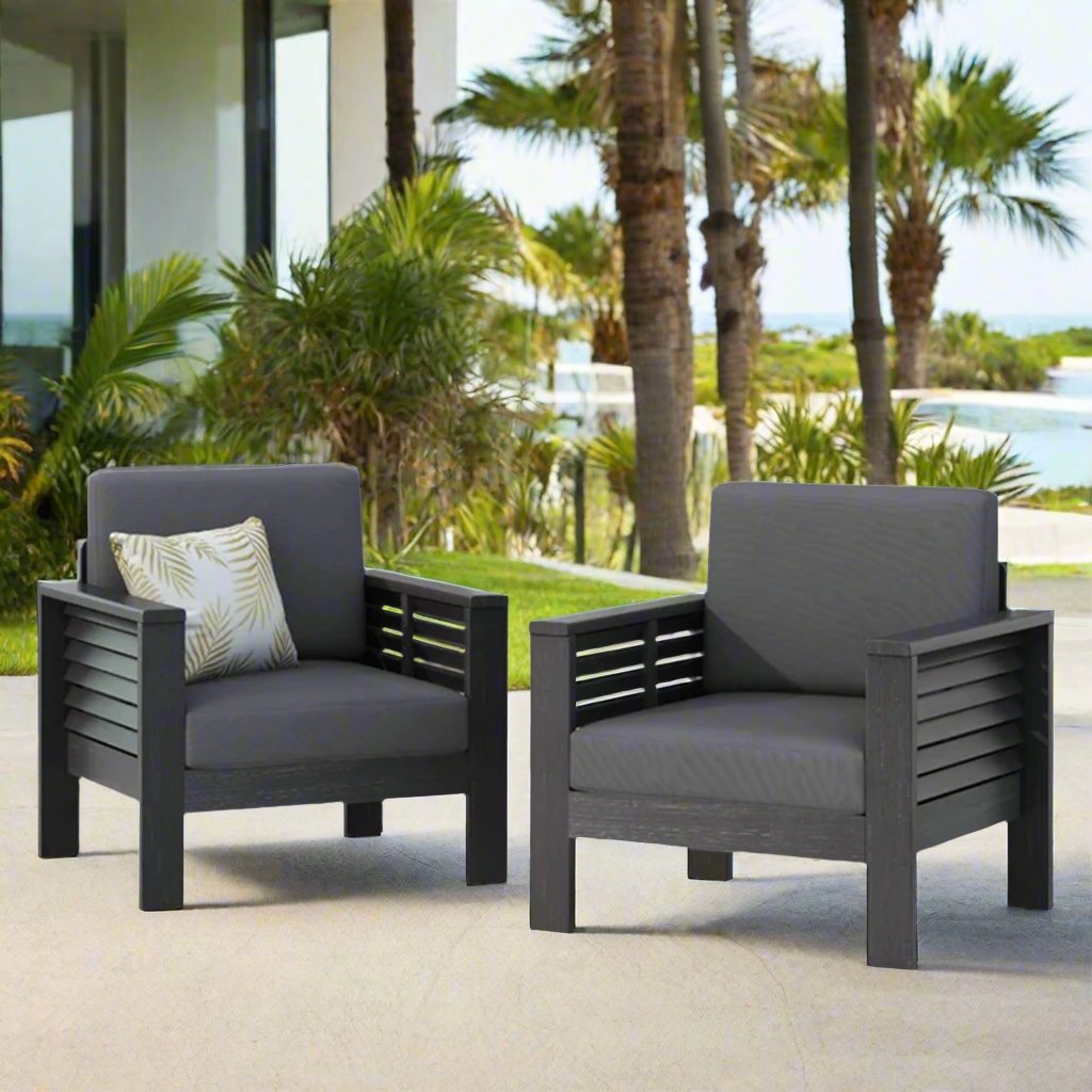 Patio Set Dark Gray set of 2 at the ocean