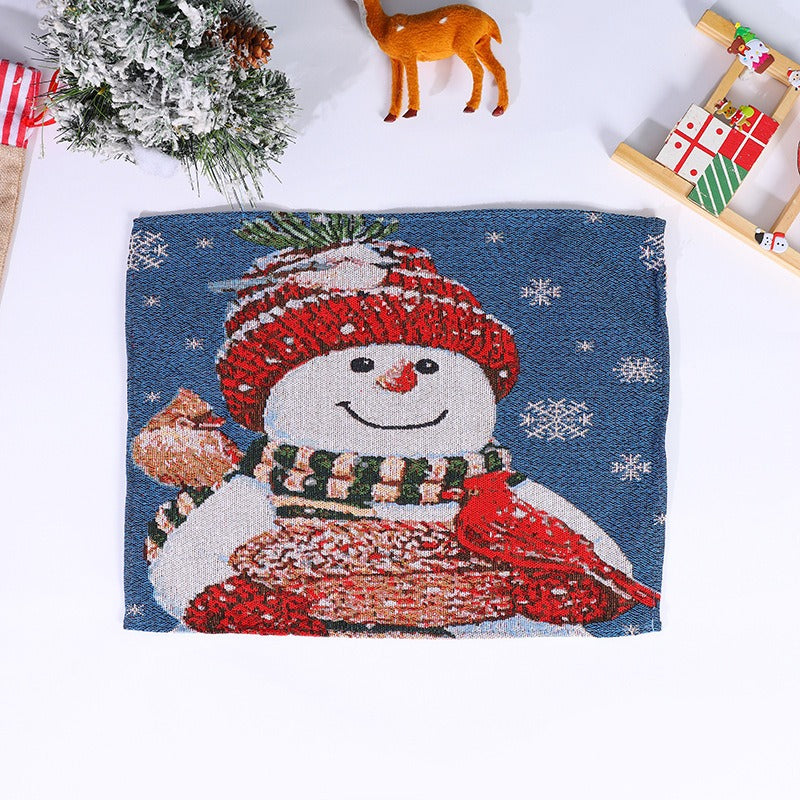 Knitted fabric Santa Claus snowman placemat cartoon figurine insulation pad tablecloth elderly tree placemat