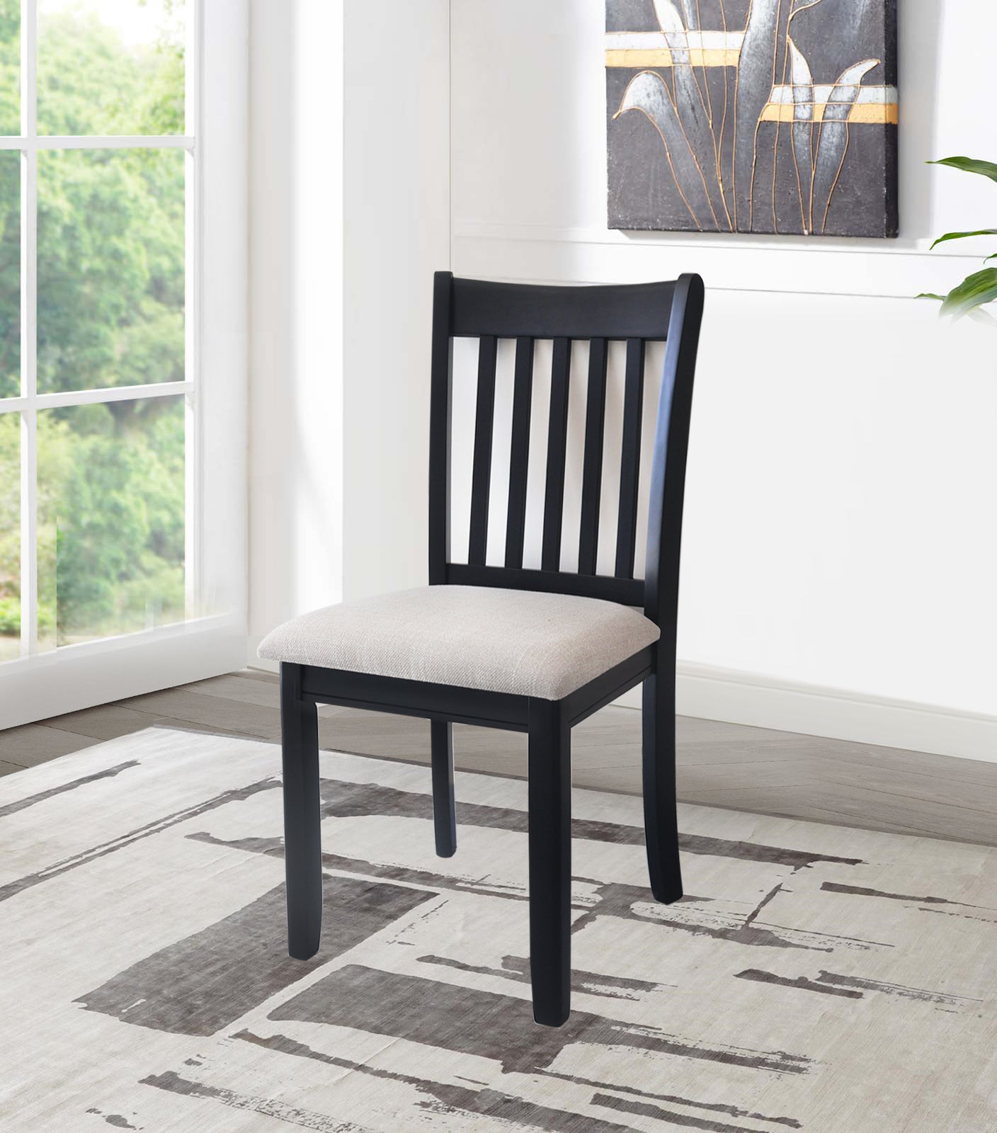 Upholstered Seating Comfortable Black Dining Chairs Set Of 2 For Farmhouse Kitchen