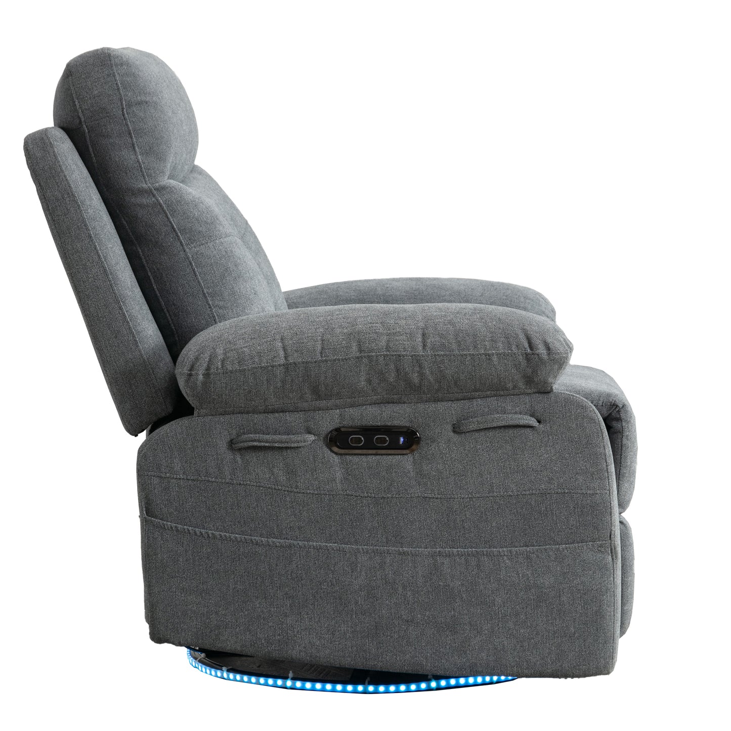 270 degree rotating electric recliner speaker with LED light, USB+C charging port, extendable foot pedal, adjustable backrest