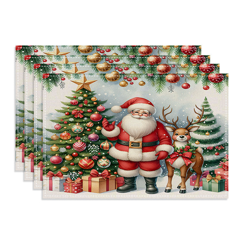 Christmas decoration placemat holiday kitchen table decoration insulation pad printed tablecloth pad