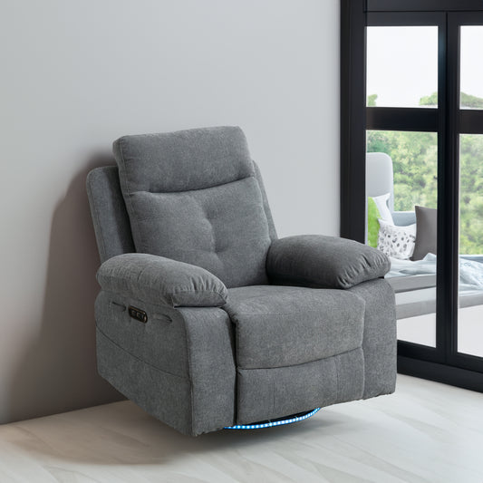 270 degree rotating electric recliner speaker with LED light, USB+C charging port, extendable foot pedal, adjustable backrest