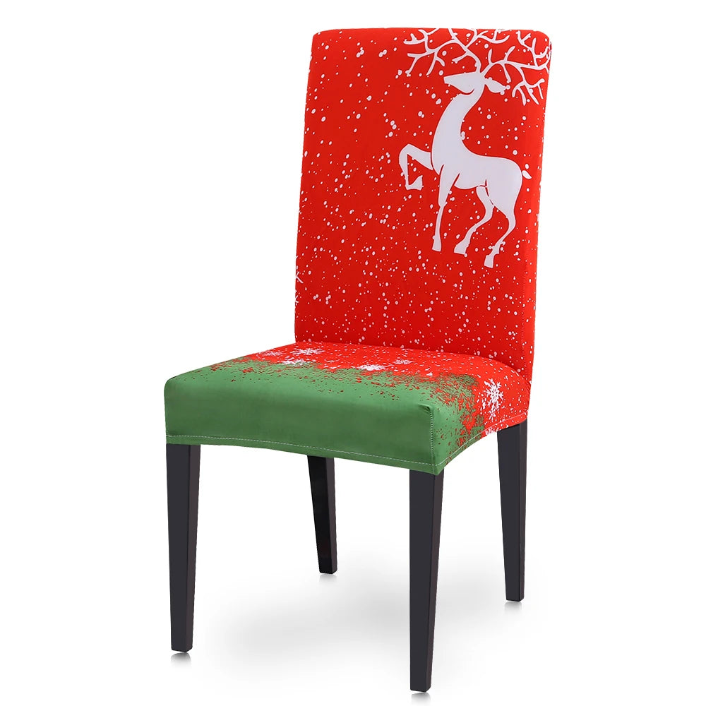 Chair cover, Red with white deer 